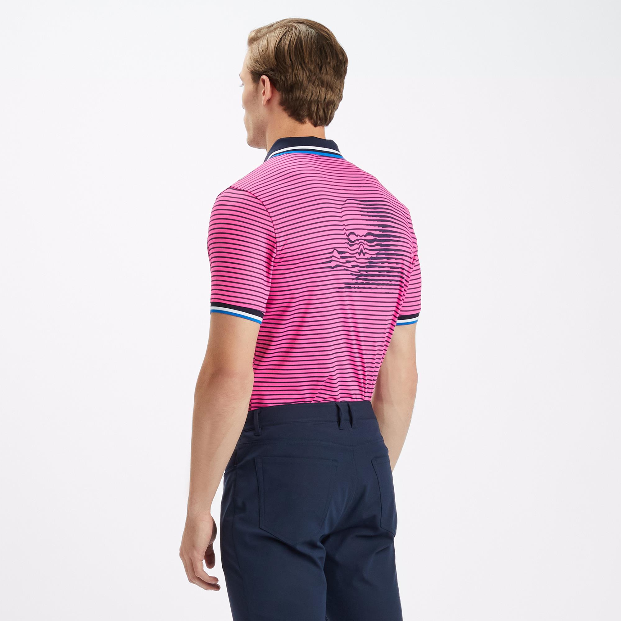 G/FORE Skull & T's 3D Tech Jersey Mens Golf Polo Shirt Day Glo Pink